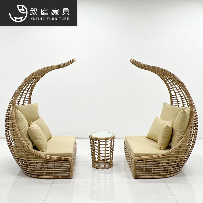 Outdoor Sofa, Rattan Reclining Bed, Combination Courtyard, Outdoor Garden, Pool, Nordic Hotel, Balcony, Open-Air Bird's Nest Lou