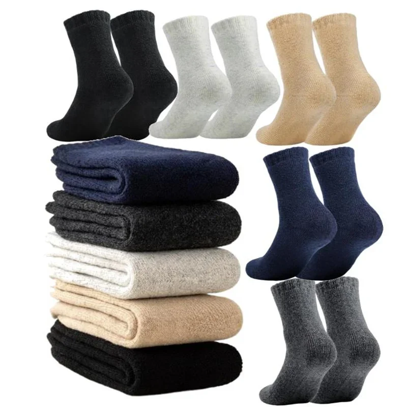 5 paar winter warme herensokken wol mannelijke damessokken super dikkere wollen sok tegen koude sneeuw badstof sokken vloer yoga sok