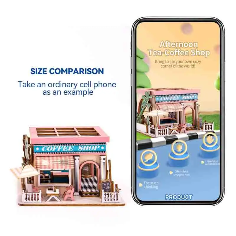 Kinder handgemachte DIY kleine Holzhaus 3D Holzpuzzle Gebäude Modell kreative Puzzle Spielzeug Geschenk