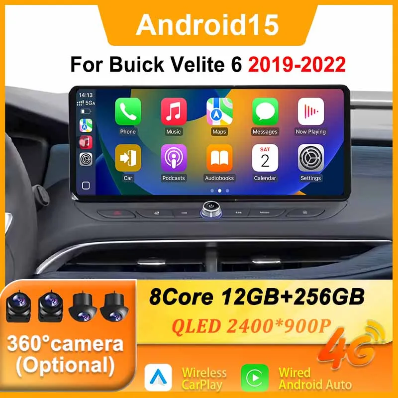 Audio Android para Buick Velite 6 2019-2022 Android 15 12,3 pulgadas 12 + 256 reproductor Multimedia de coche navegación GPS Bluetooth wifi coche