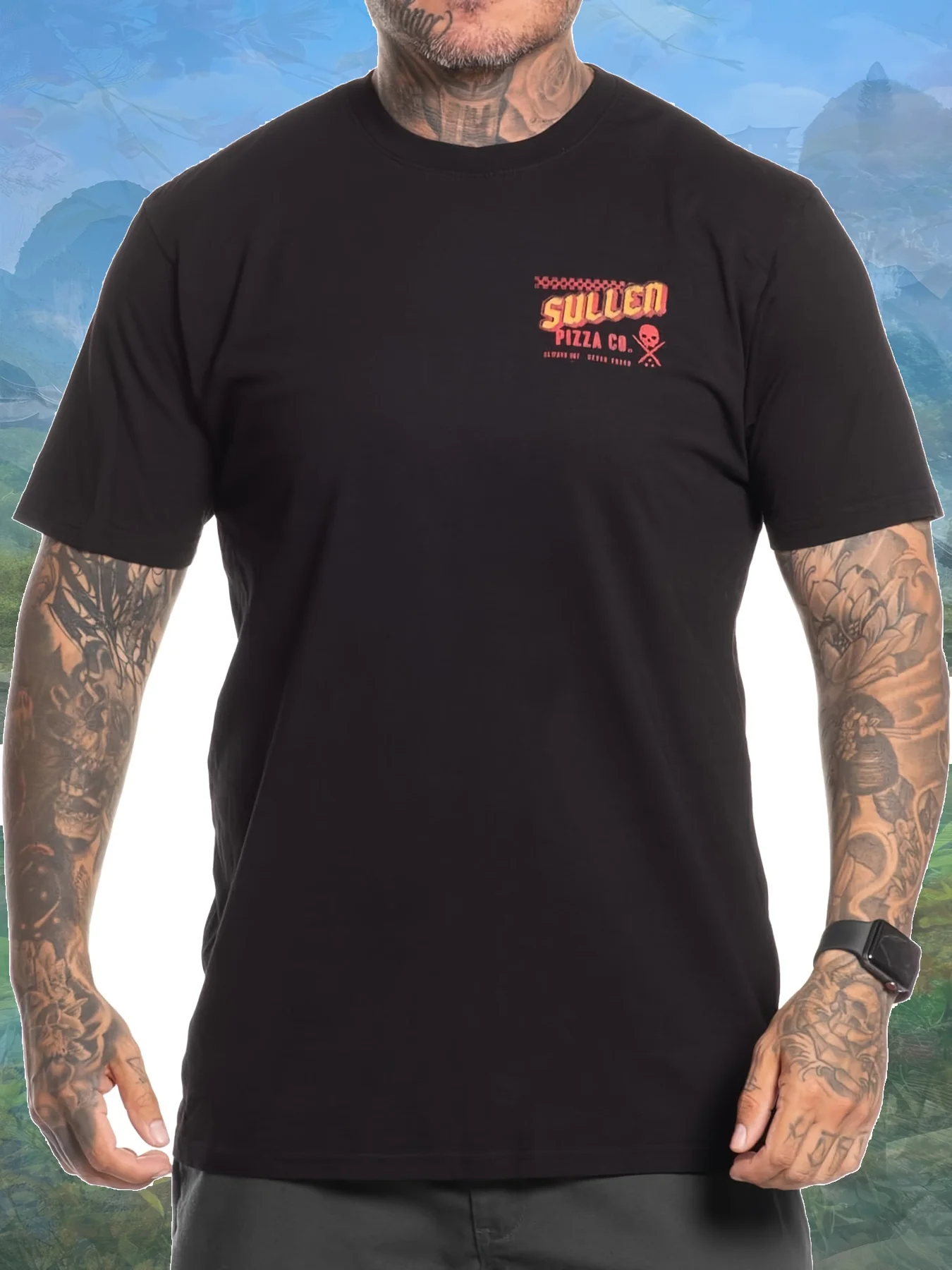 Sullen Men'S Pizza Tattoo Lifestyle Graphic Capsule Premium Short Sleeve Tee 220g Cotton Round Neck Short Sleeve T-Shirt