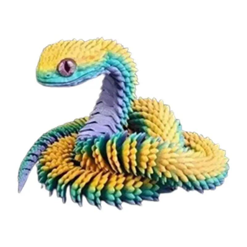 3D Printed Snake  3D Printed Animals Desk Accessories Simulation Dragon Adder Toys Flexible Movement of Joints for Room Decor