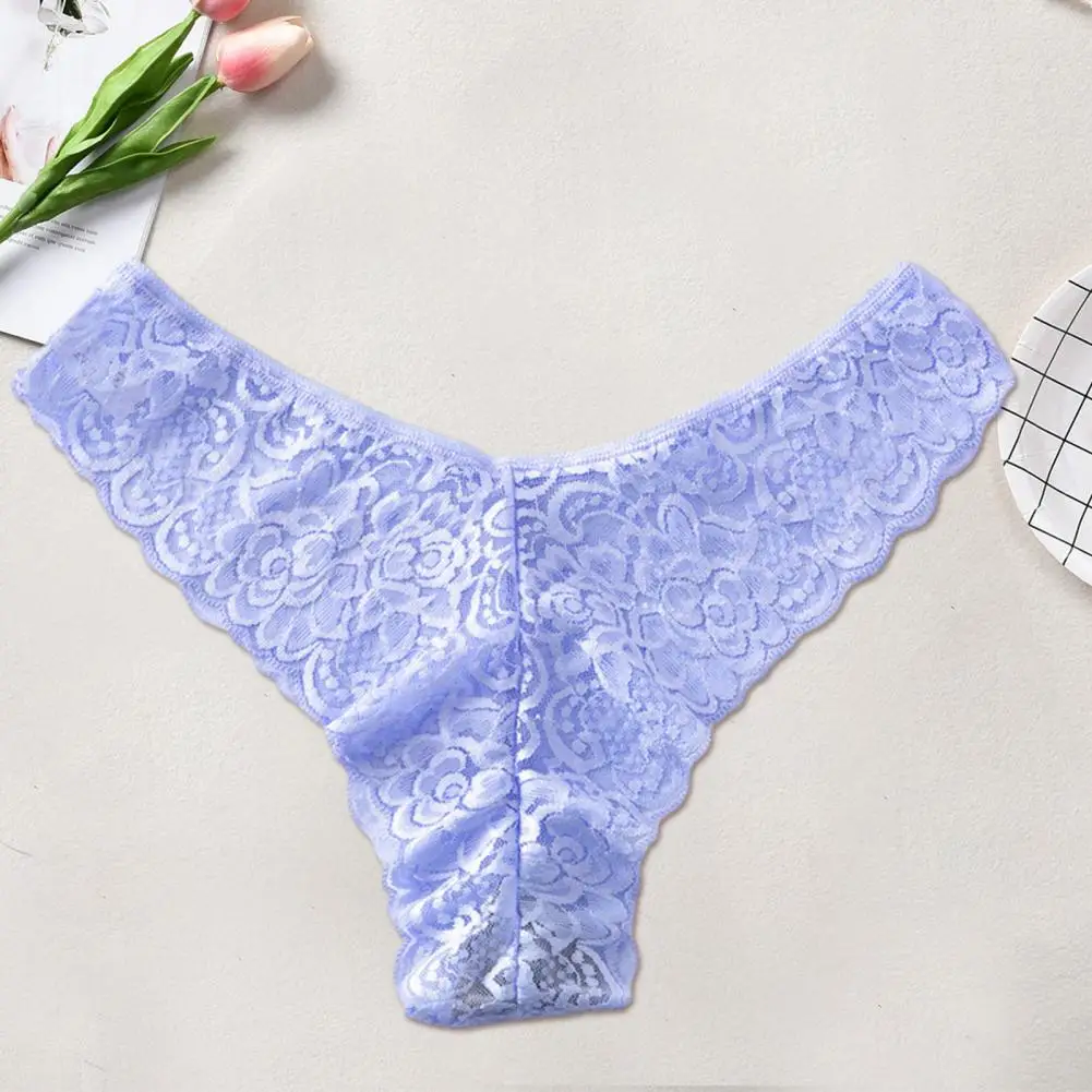 Women Low Waist Lace Thong Floral Lace Low Rise Briefs Seamless Lace Women\'s Panties Breathable Low Waist Underwear with Hollow