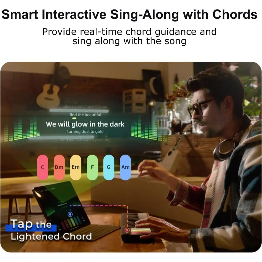2026 Hot Sale PopuPiano Portable Smart Piano Keyboard MIDI Controller Interactive LED Sing-Along Chords For Beginners Made Of
