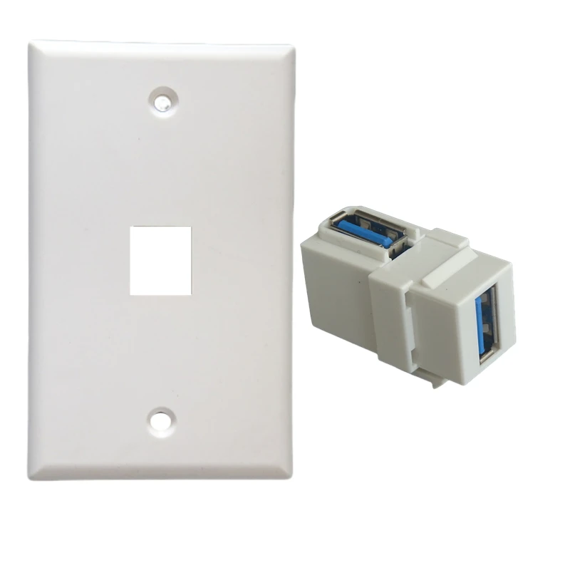 Conector USB 3,0 de codo hembra a hembra, Conector de 90 grados con soporte de hebilla para instalación de panel de pared, blanco y negro, 5 piezas