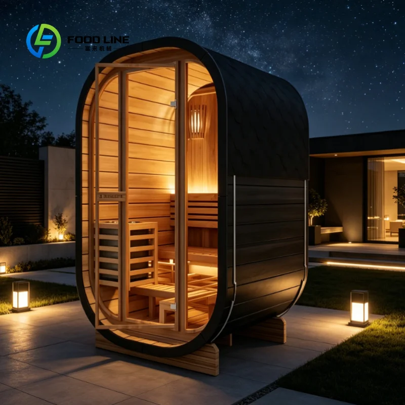Customized Outdoor Solid Wood Traditional Panoramic Cube Sauna Room Custom Designed for 1-2 People