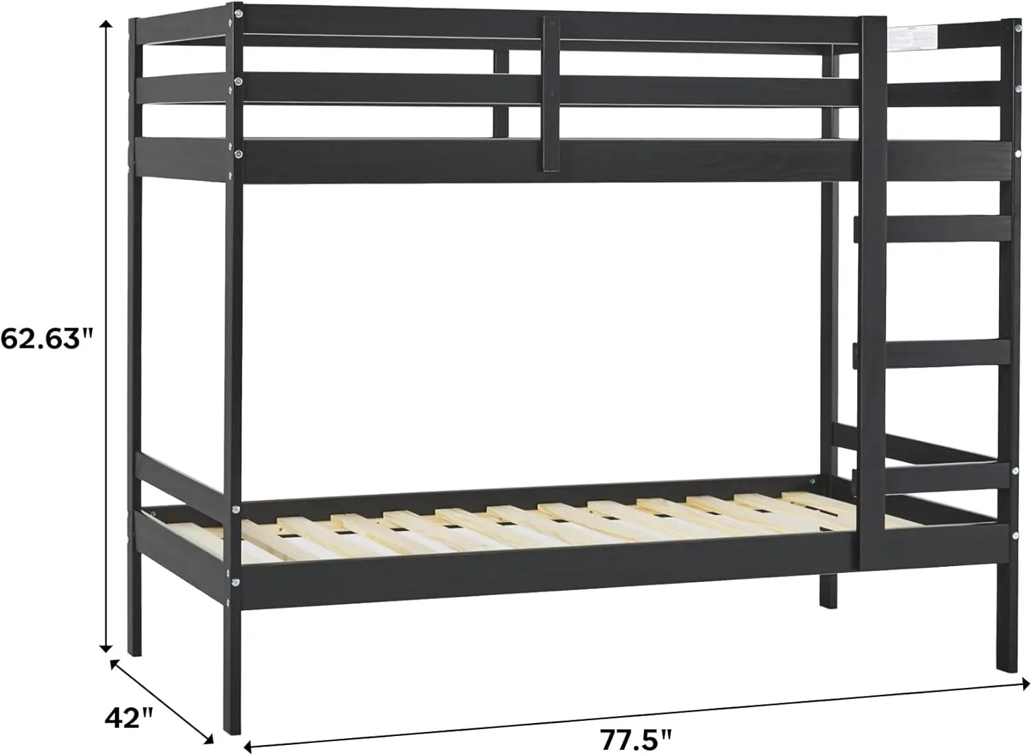 Lit double moderne pour enfants, chambre à coucher noire, taille jumelle