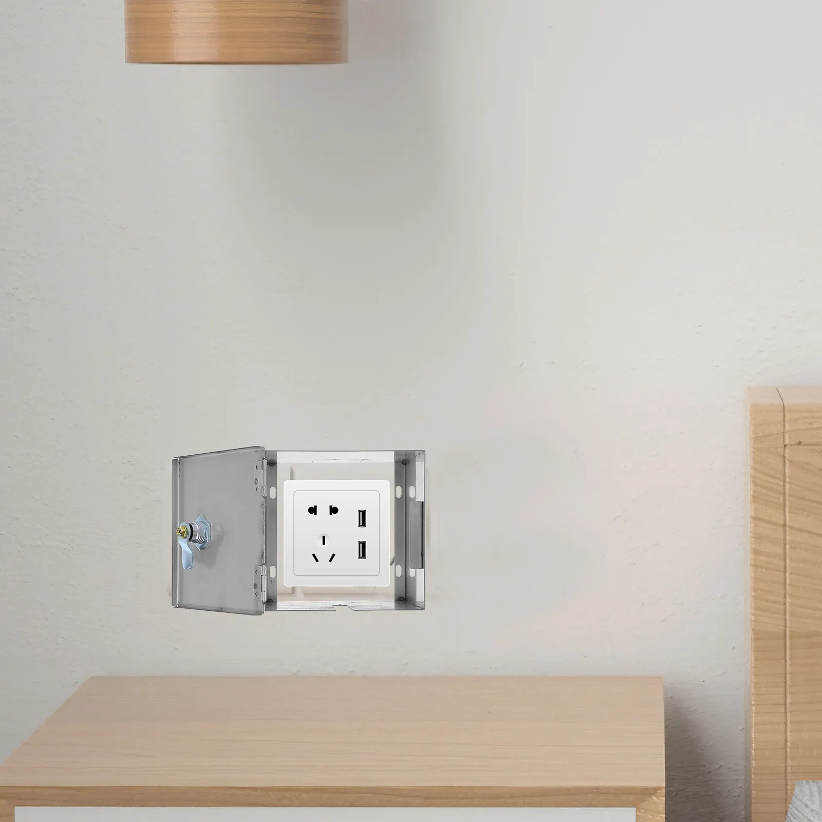 

Heavy Duty Lockable Stainless Steel Outlet Box Protector for 86 Type Wall Switch Anti-Theft Electrical Cover Dustproof Water