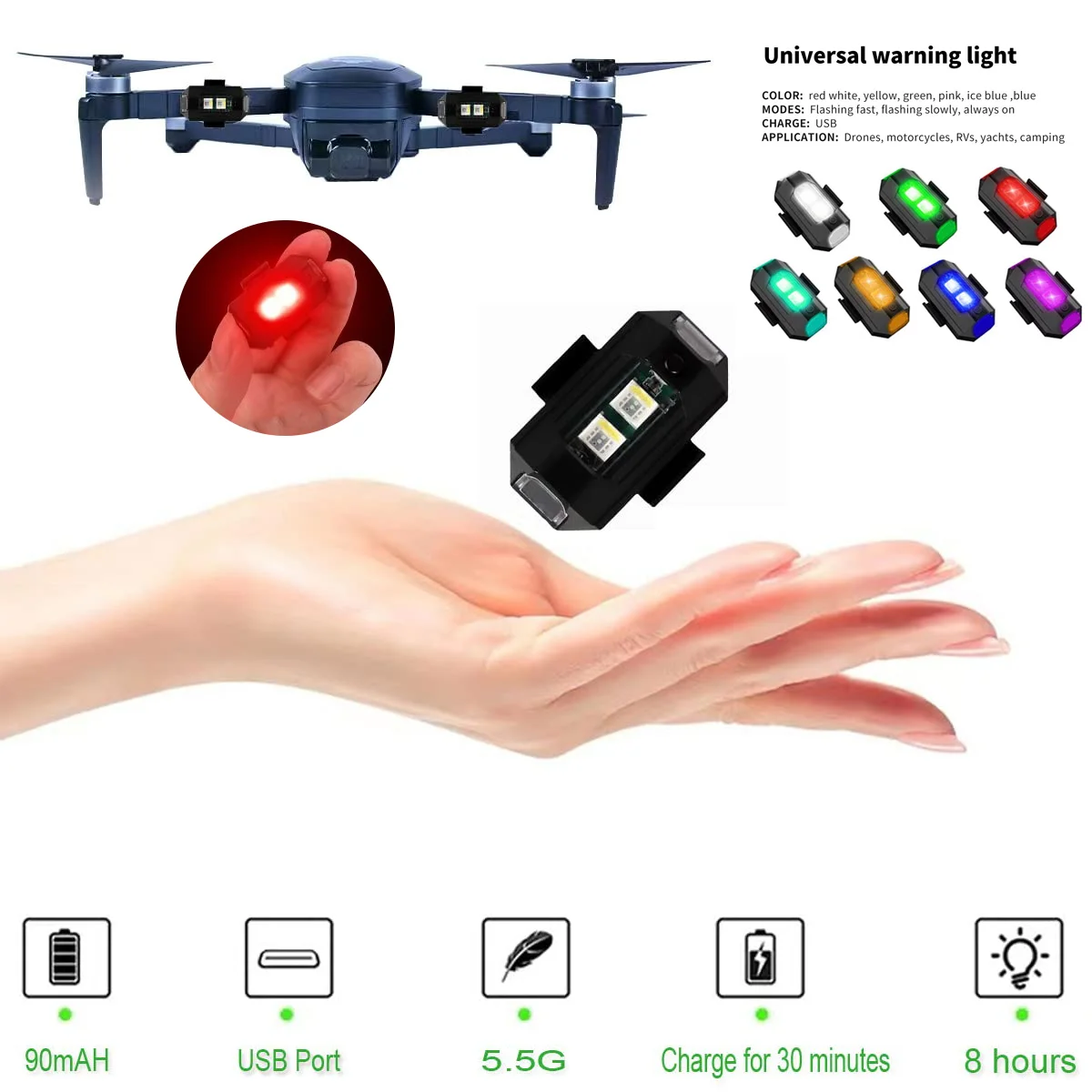 

Универсальный стробоскоп для дрона, мотоциклетные фонари, USB светодиодный светильник для предотвращения столкновений, велосипед, самолет, ночной летающий мигающий предупредительный сигнал