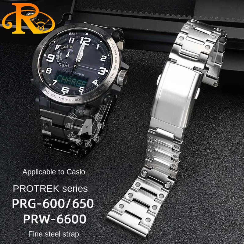 

For Casio G-SHOCK PRG-600YB/PRG-650/PRW-6600/30/50/60/70 Stainless steel strap Metal Folding buckle Wrist watch Band 23mm 24mm