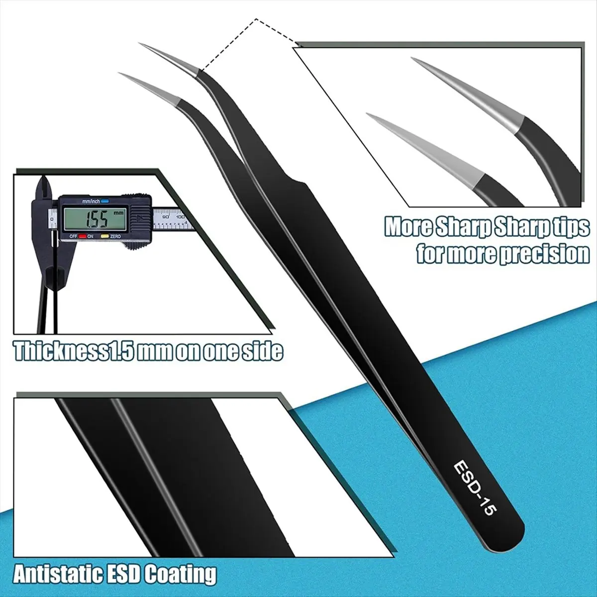 [For Wholesaler]10Pcs Tweezers Set, Upgraded Anti-Static Stainless Steel Tweezers for Craft, Electronics, Jewelry-Making view 4
