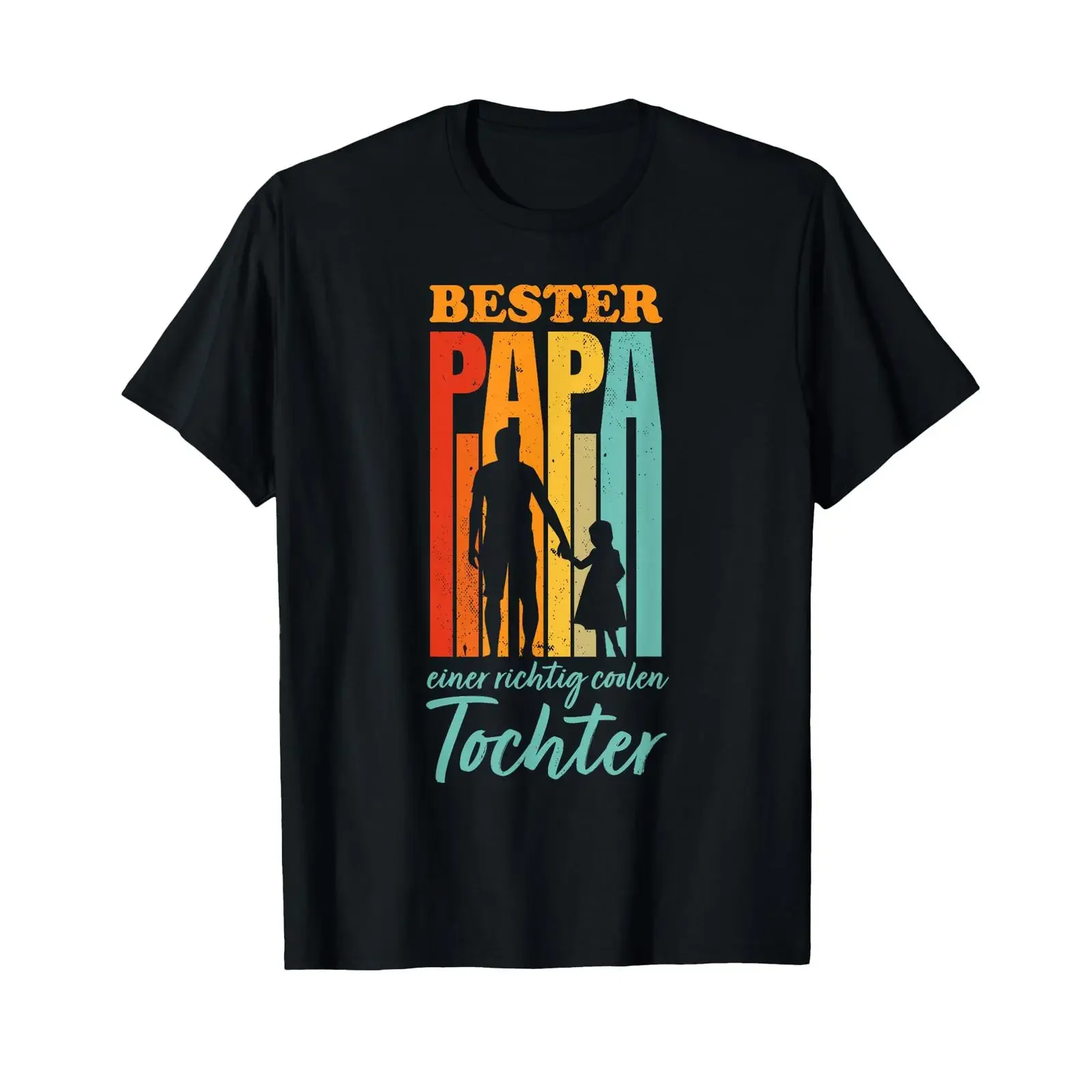 Men's Retro T Shirt with German Text Bester Papa einer richtig coole Tochter Language black size s vintage Washed Breathable