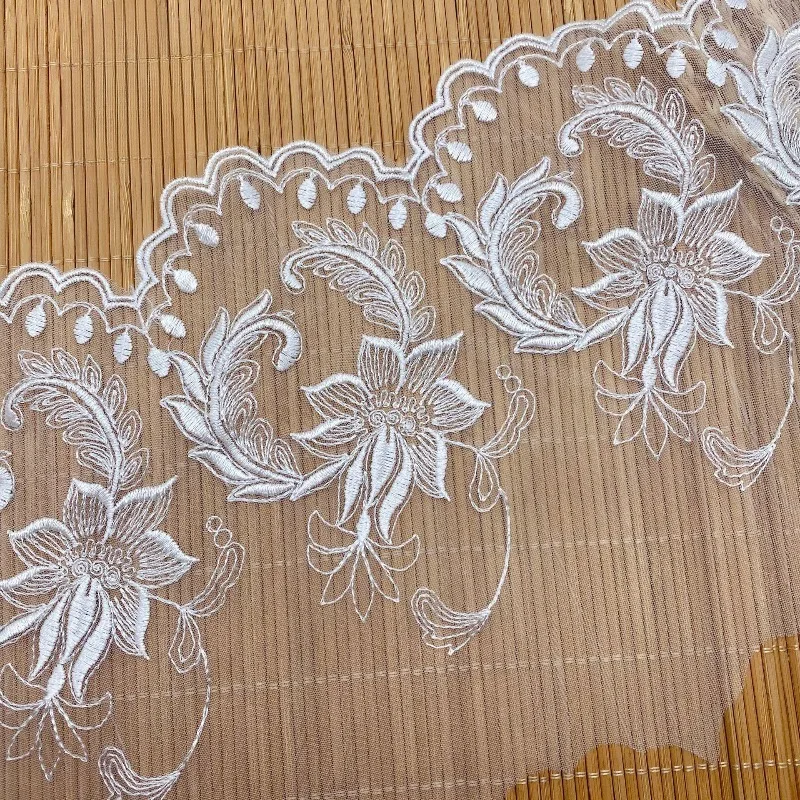 15Yards Mesh Lace Dress Cuff Accessories Mesh Polyester Large Flower Wide Lace Accessories