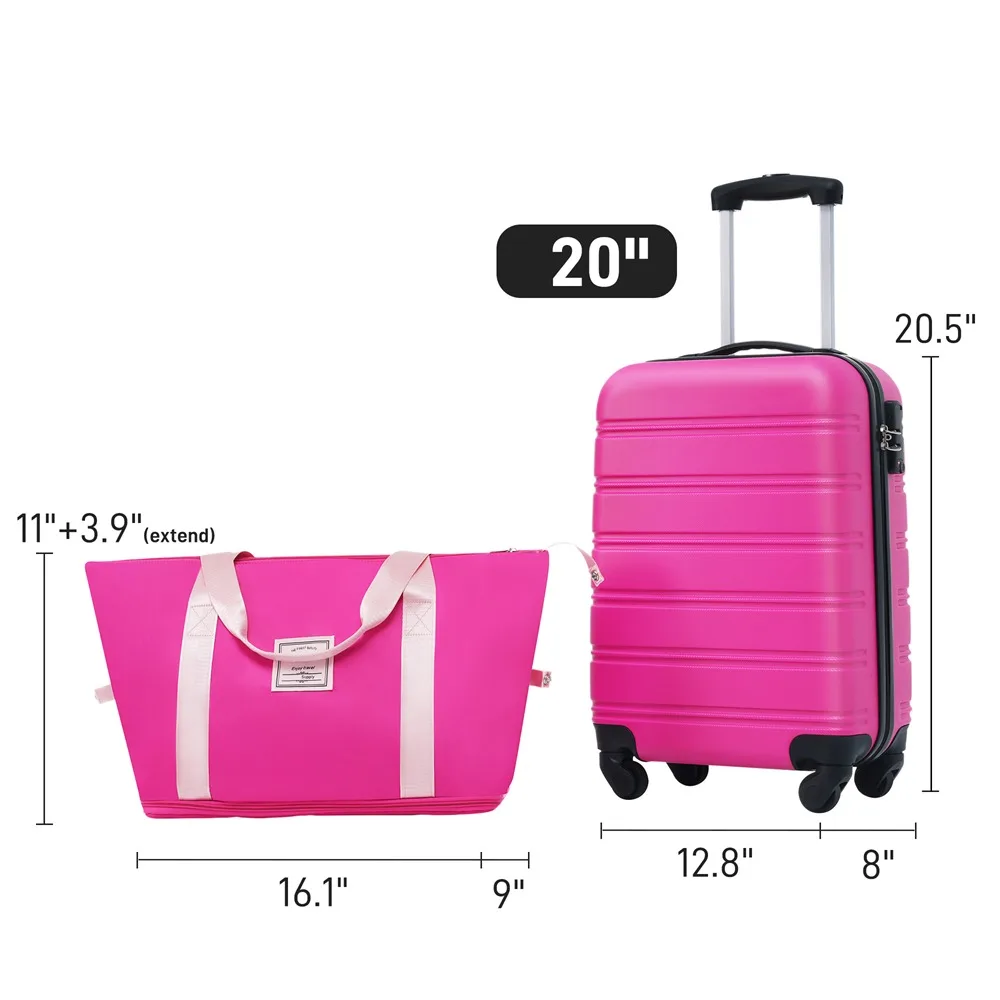 Hardshell Luggage Sets 20inches + Bag Spinner Suitcase with TSA Lock Lightweight Spacious Digit Lock Luggage