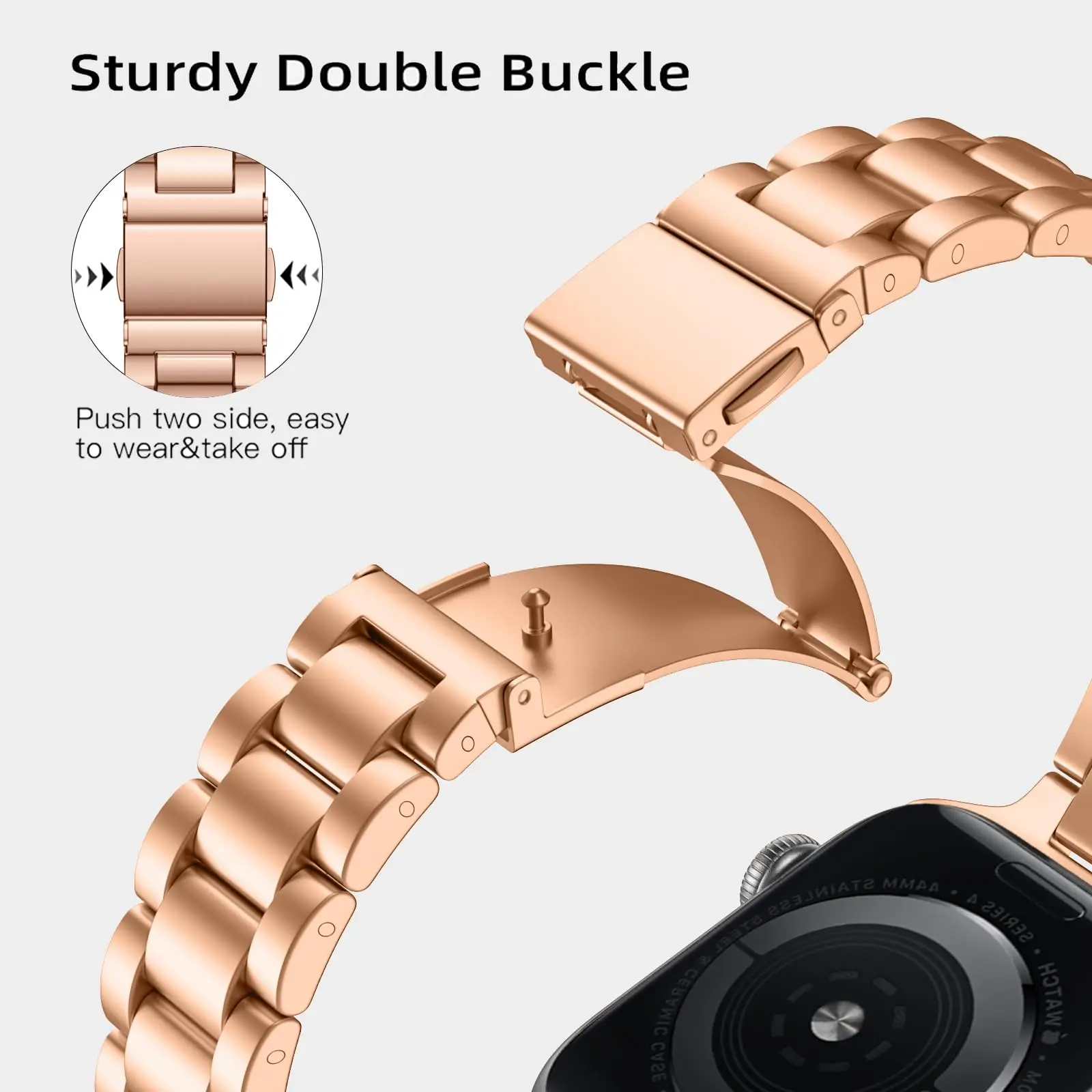 Ремешок из нержавеющей стали для Apple Watch Series 10 9 8 7 46 мм 45 SE 6 42 44 мм 41 мм 38 40 Металлический браслет для iWatch Ultra2 49 мм