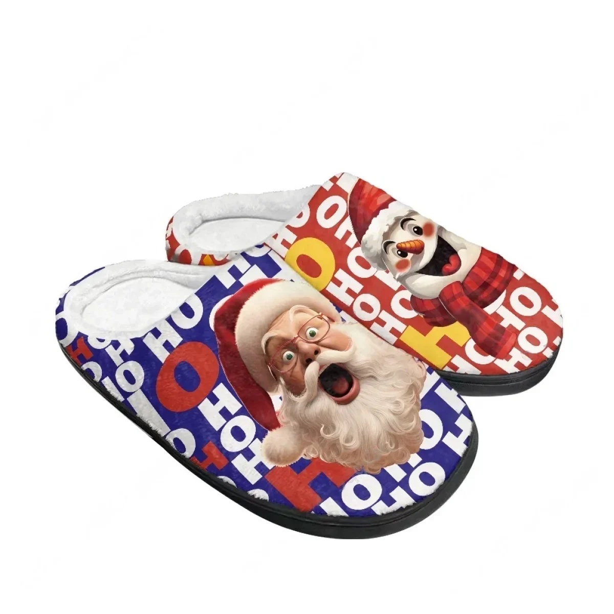 

Christmas Cute Santa Claus Cartoon Print HOHO Home Cotton Slippers Mens Womens Teenager Plush Bedroom Keep Warm Custom Slipper