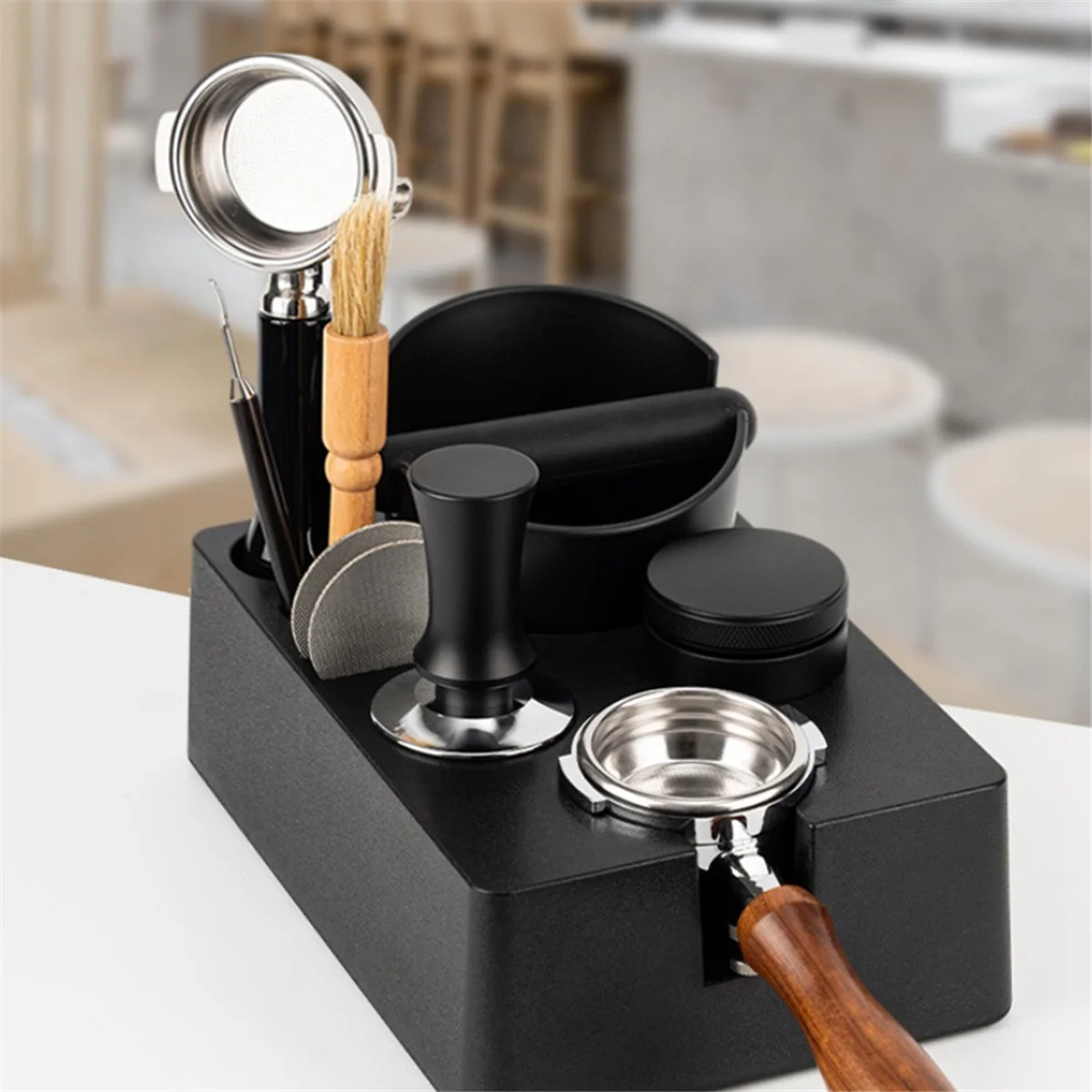 

Versatile Coffee Tamper Mat Stand Portafilter Holder Rack 51/53MM, A