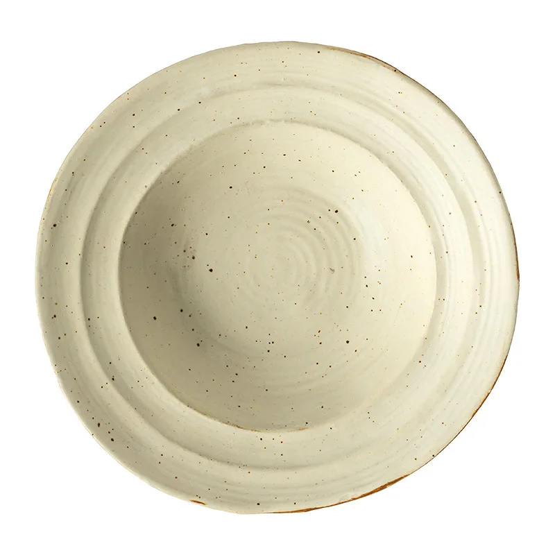 

Straw hat bowl, coarse pottery Japanese plate, pasta salad bowl