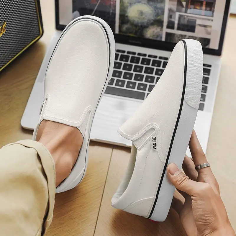 New 2026 Spring Fall One-Step Canvas Shoes Breathable Flat Bottom Korean Couple Student Leisure Footwear