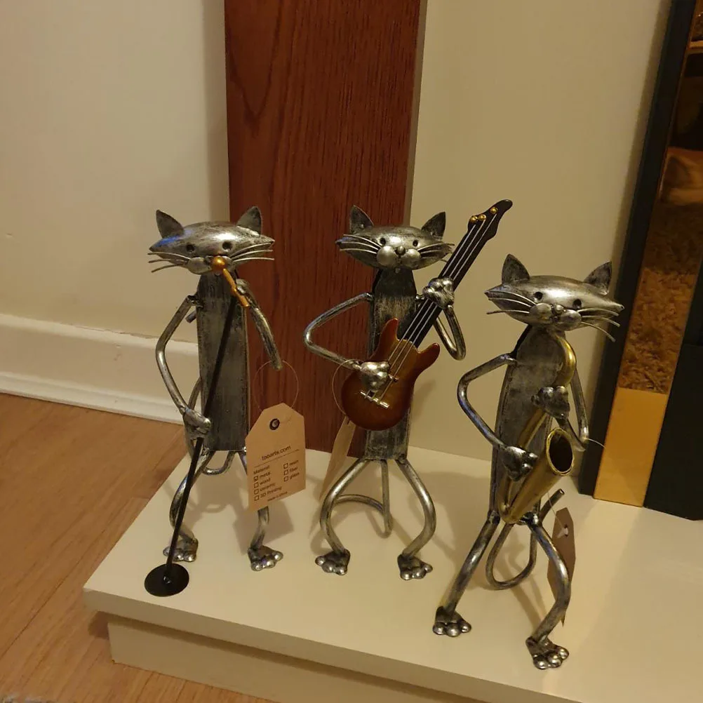 

Art Guitar Statue Metal Guitar Ornament Metal Cat Home Office Decor Desktop Ornament Creative Sculpture Gift