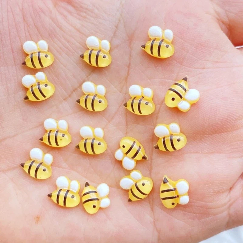 Set mit 20 Mikroharz-Bienen-Miniaturen, Bienenverzierungen mit flacher Rückseite für Feengarten, Mikrolandschaften, DIY-Bastelarbeiten, Ornamentzubehör