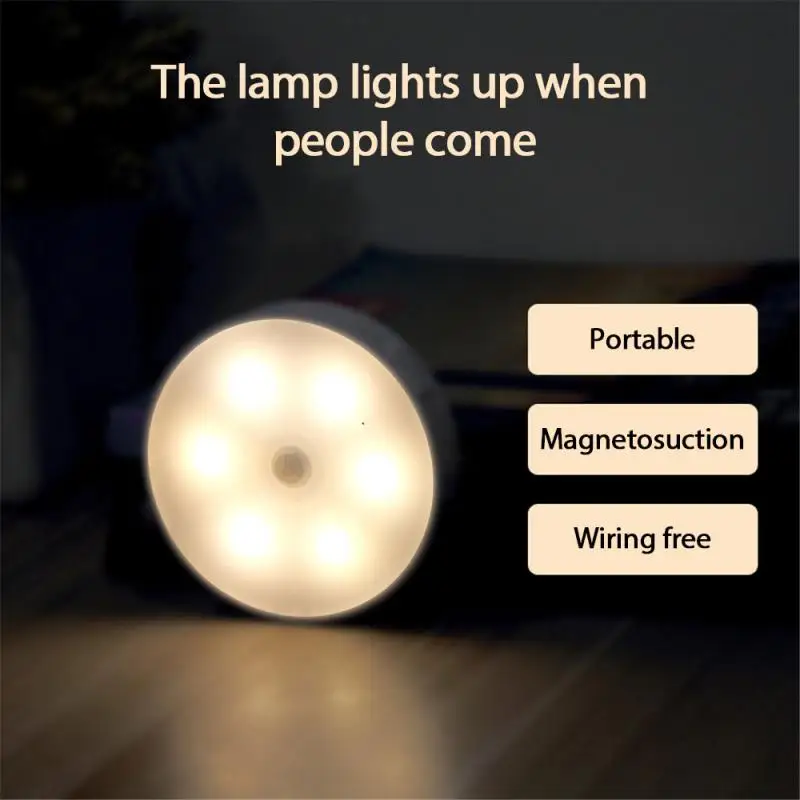 PIR Motion Sensor LED Night Light USB Rechargeable Night Lamp For Kitchen Cabinet Wardrobe Lamp Staircase Wireless Closet Light