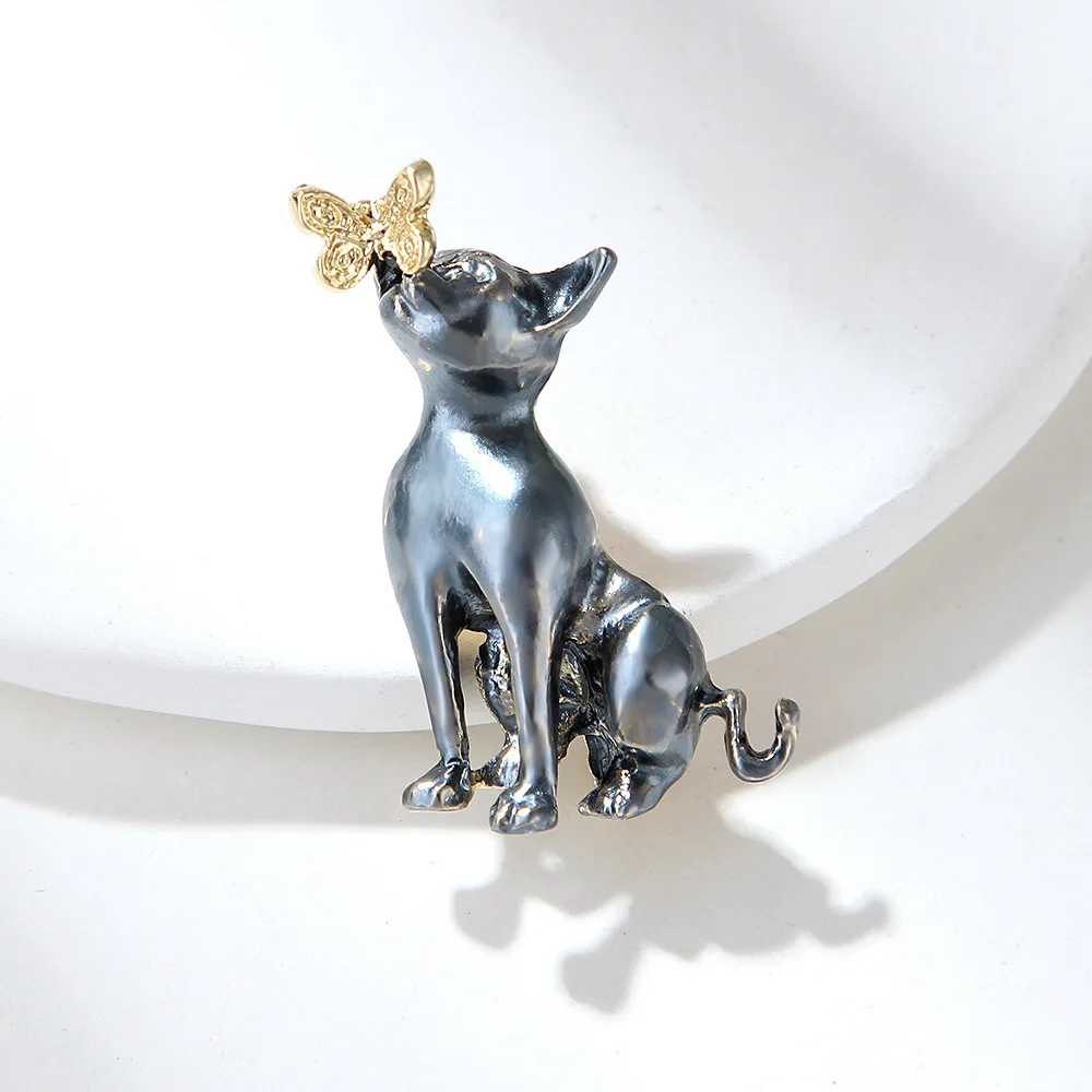Nette Schmetterling Persische Katze Brosche Für Frauen Unisex Mode Emaille Legierung Tier Broschen Kleidung Anzug Zubehör Schmuck Geschenke