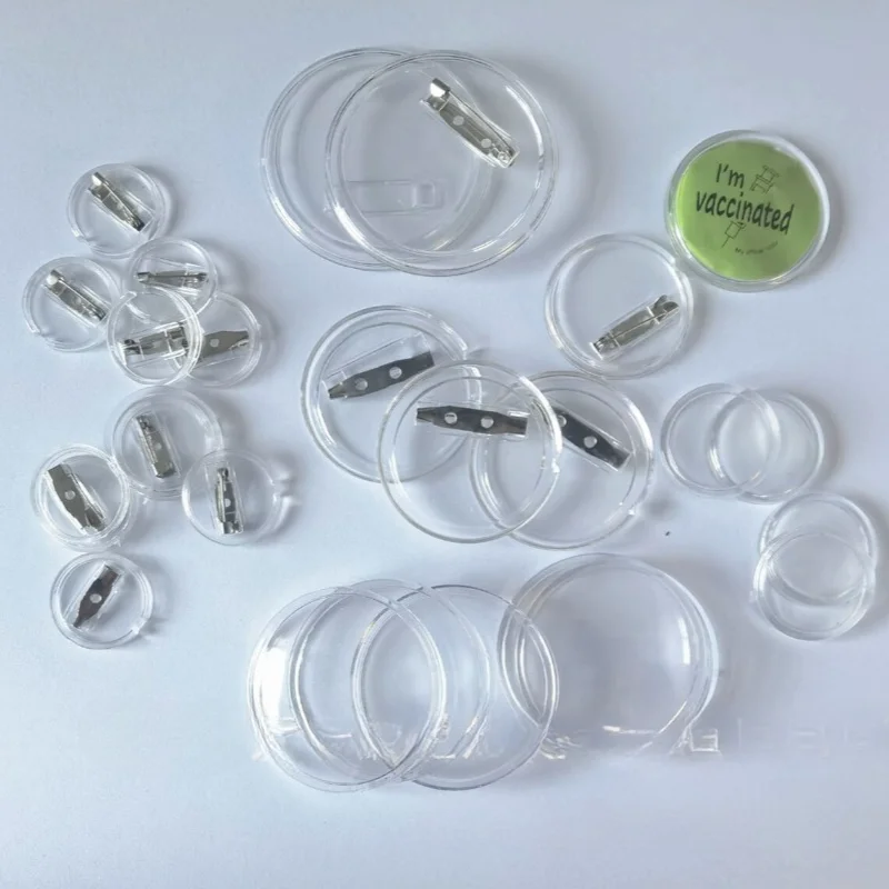 10Pcs Handmade Acrylic Round Button Pin Badge Clear Kit Craft Painting Badges Brooch Pins DIY Making Parts