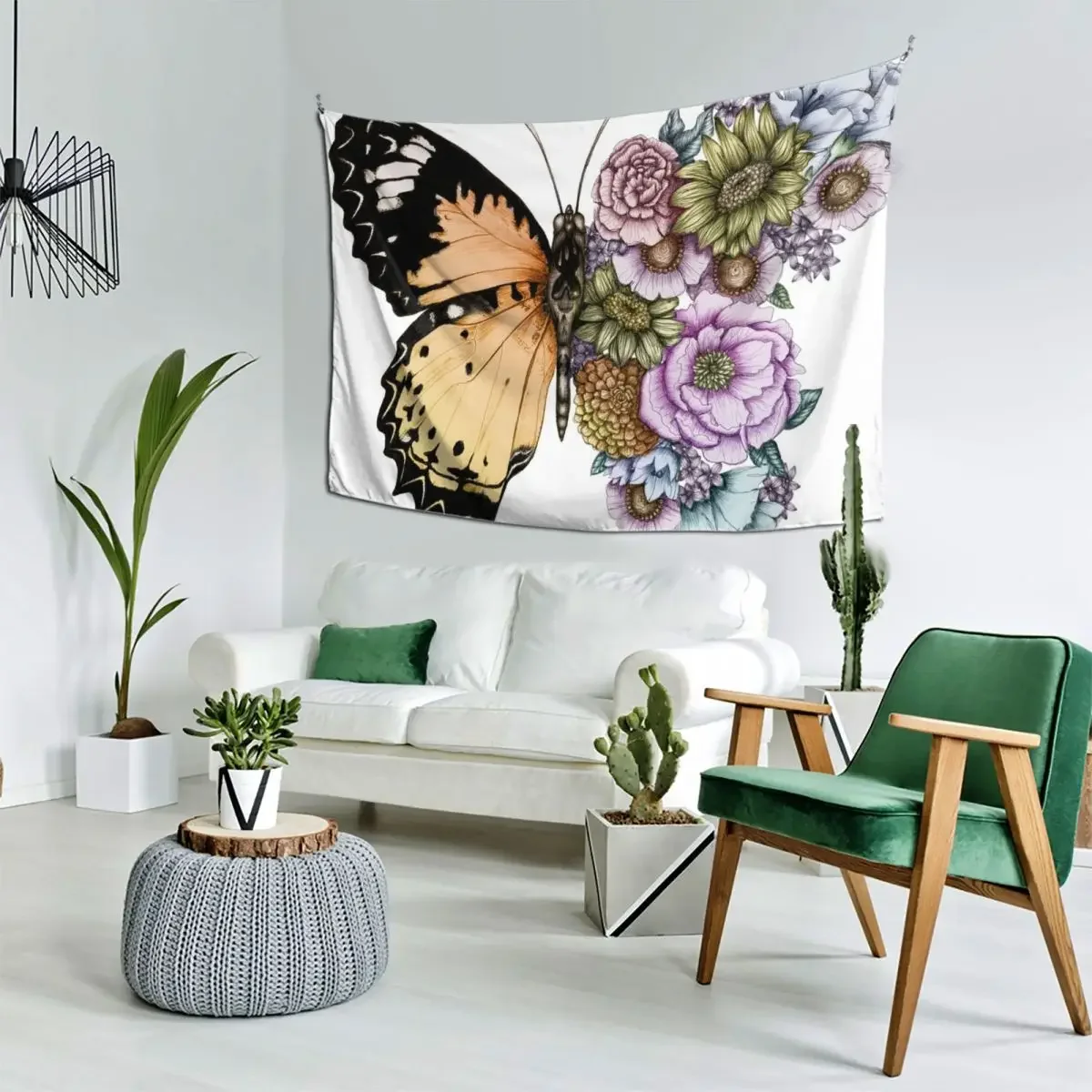 

Butterfly in Bloom II Tapestry Bedroom Decor Aesthetic Cute Decor Kawaii Room Decor Tapestry
