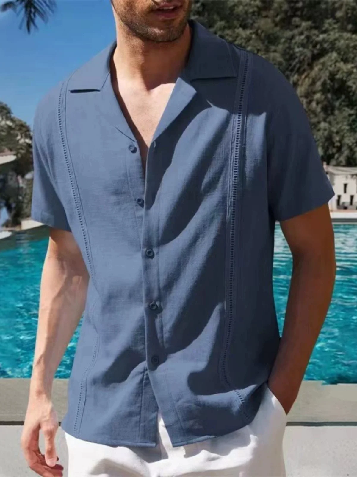 

Men's Casual Beach irt Beachwear ort Sve Flip Collar Color Regular Thin Special Wide Fit Autumn Season