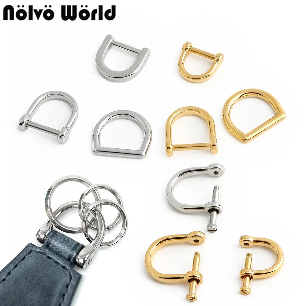 5/20/50PCS 100% Steel Open Screw D Ring Buckle For Car Key Ring Holder Bags Shoulder Strap BIY Horseshoe Key Chain Accessories