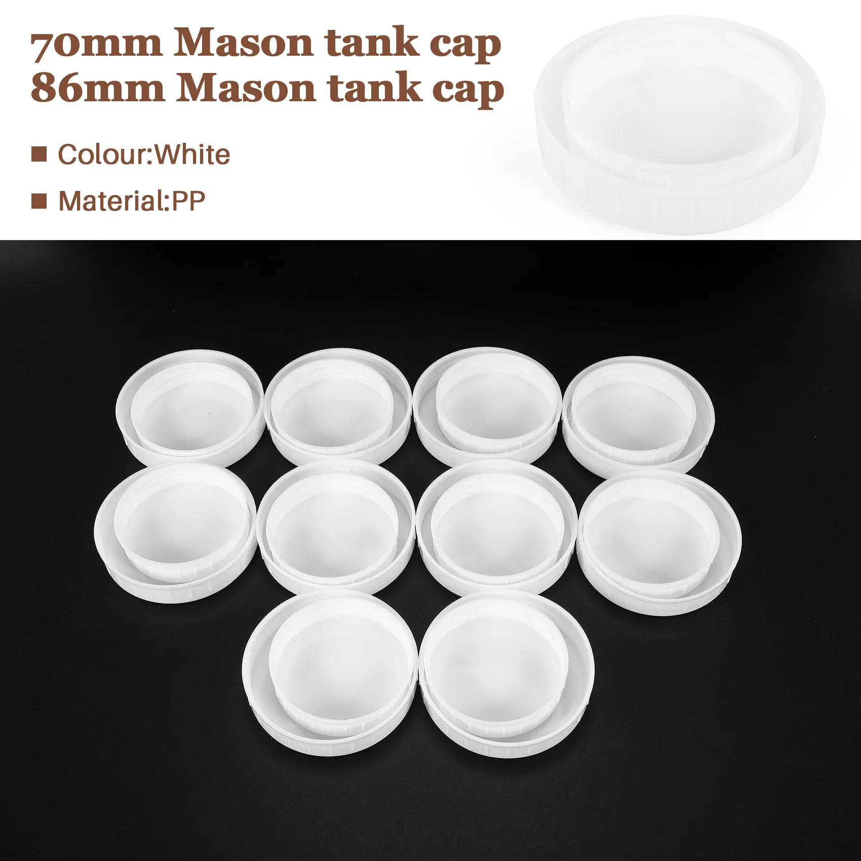 COFA 20Pcs Plastic Storage Caps Lids Ribbed for 70mm/86mm Standard Regular Mouth Jar Bottle