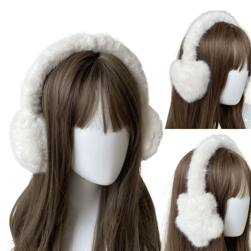 Damen-Accessoires, weiße, flauschige Ohrenschützer, Winter-Gehörschutz, kältebeständige Ohrenschützer, Stern/Herz/Katze-Design, warmer Kopfhörer für den Winter