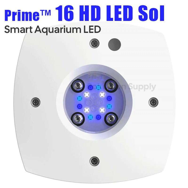 AquaIllumination Prime 16 HD LED Sol Smart Aquarium LED Light, White Body, Smartphone Controlled Marine Reef Lamp
