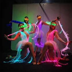 In Stock LED Fiber Optic Ballet Costume Dress Luminous Color Change Remote Control DIY Customized Clothes for Party Performance