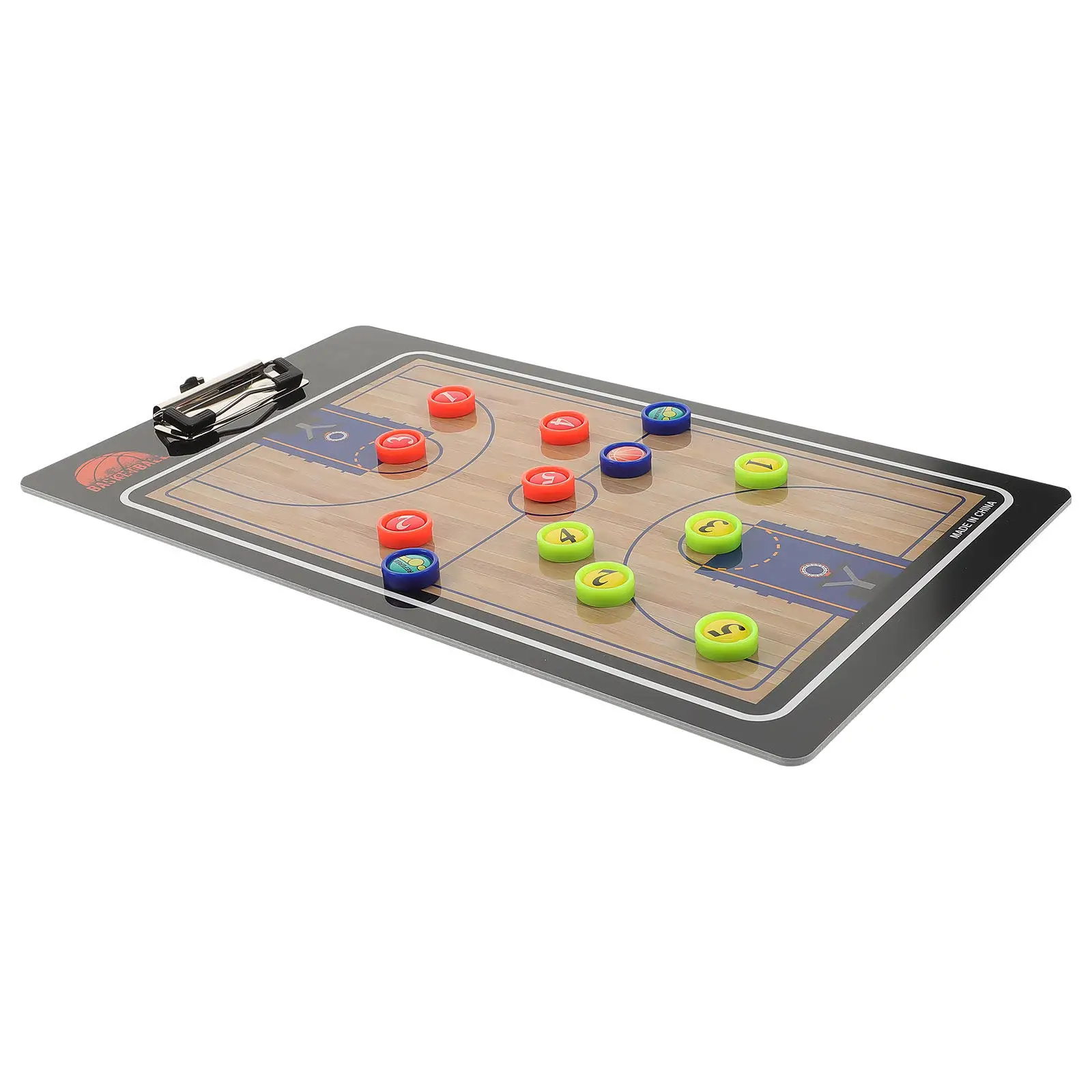 2-Sided Reusable Basketball Coaching Board with and Half Court Layout Dry Erase Clipboard for Game Tactics Training