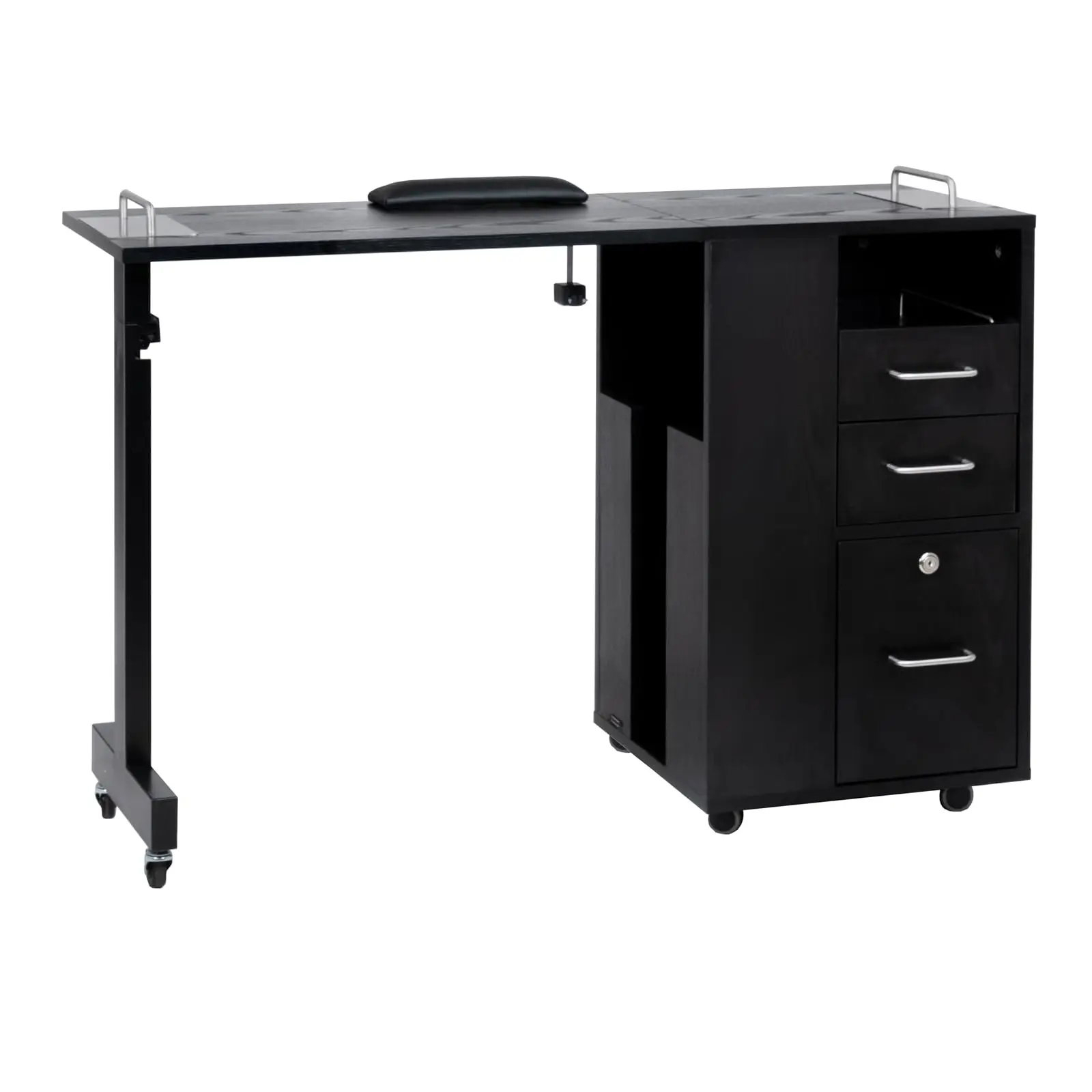 Manicure Table Taylor Solid Black Versatile Rolling Salon Nail Table Salon Furniture & Equipment