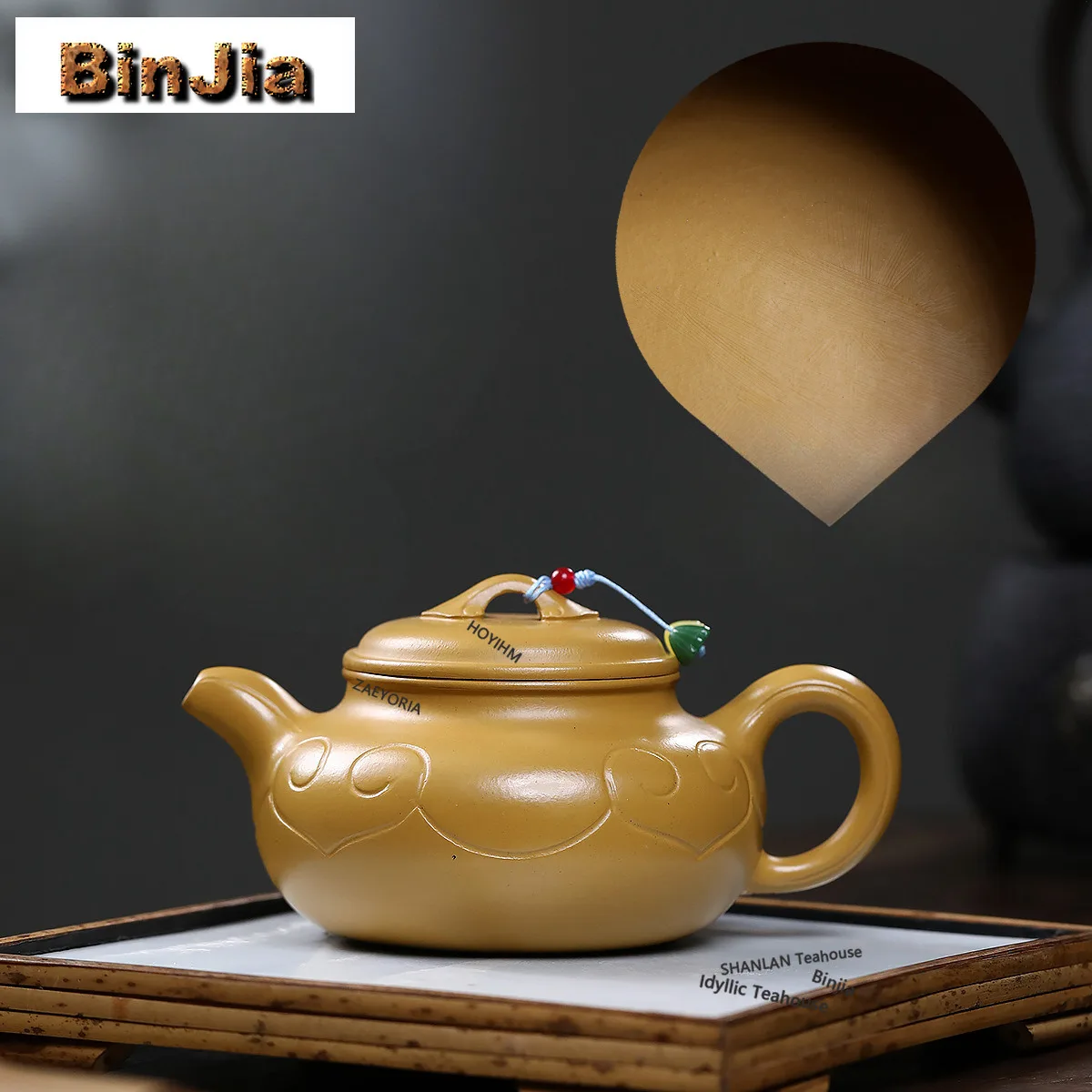 BAEJORIA 420ml Traditional Yixing Purple Clay Teapots Handmade Ruyi Antique Pot Raw Ore Gold Zhu Mud Tea Soaking Kettle Zisha