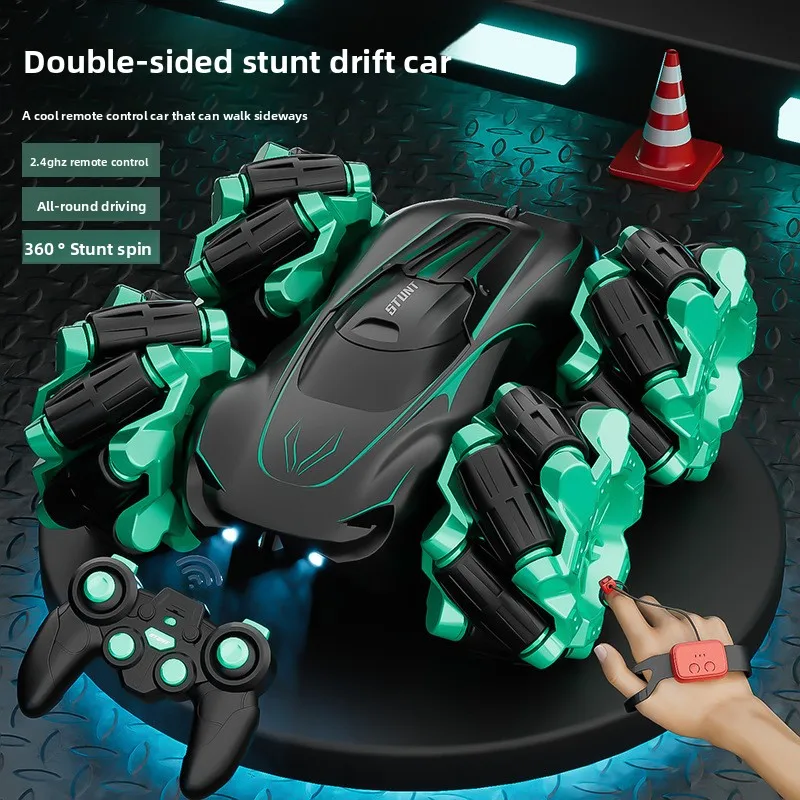 

Double sided stunt car 360 ° rotation drift 2.4G wireless remote control car horizontal rolling climbing car sound light toy car