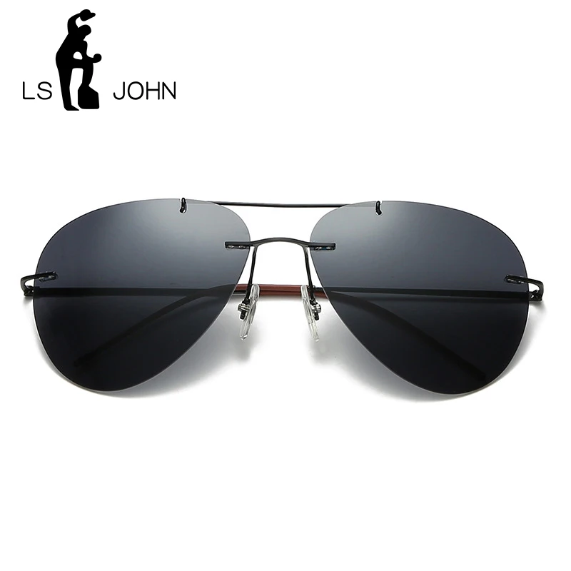 LS JOHN 2023 Aviation Titanium Polarized Sunglasses Men Photochromic Ultralight Rimless Sun Glasses Women Pilot Driving Eyewear