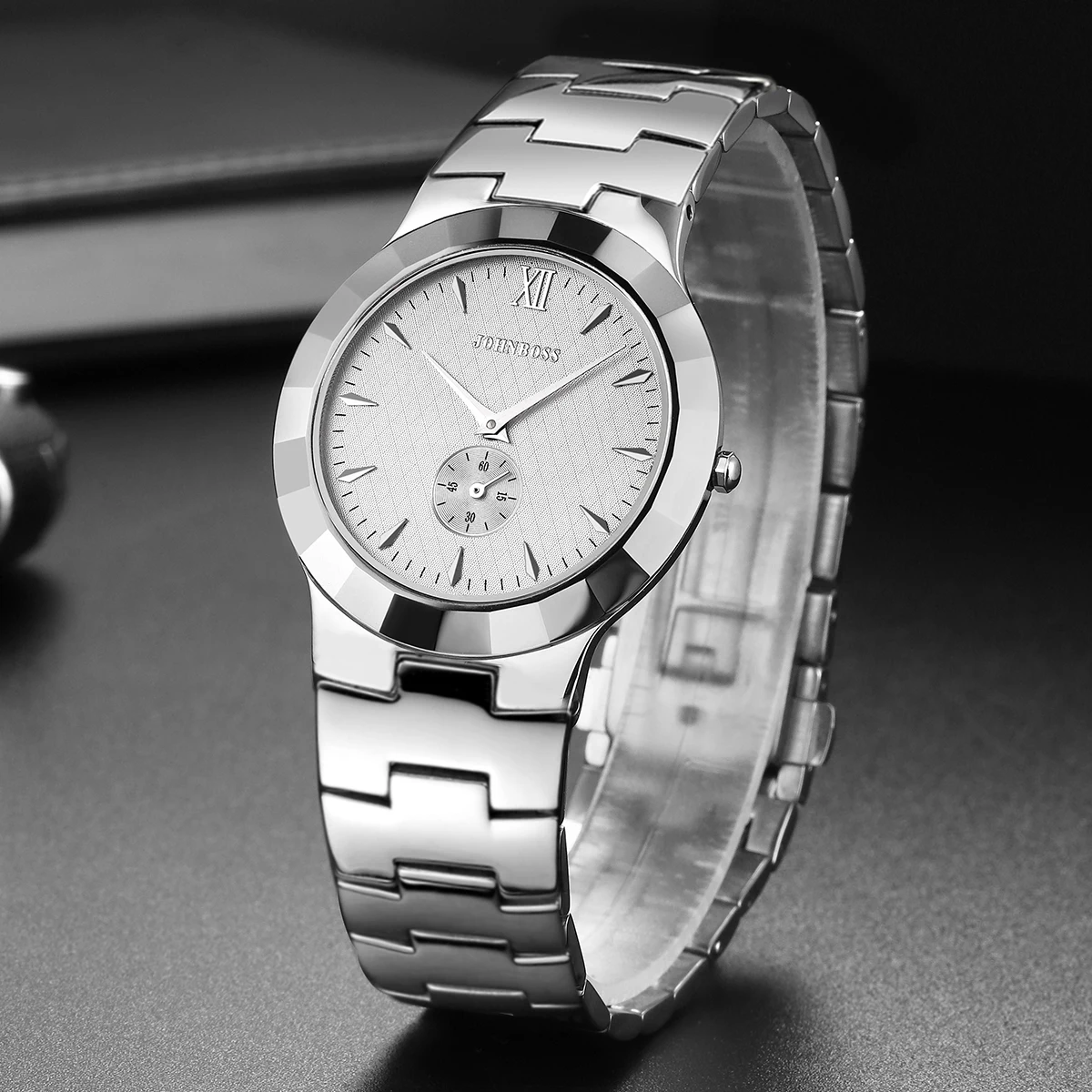 Oupai men's watch round dial tungsten steel strap square watch quartz movement sapphire glass versatile everyday classic