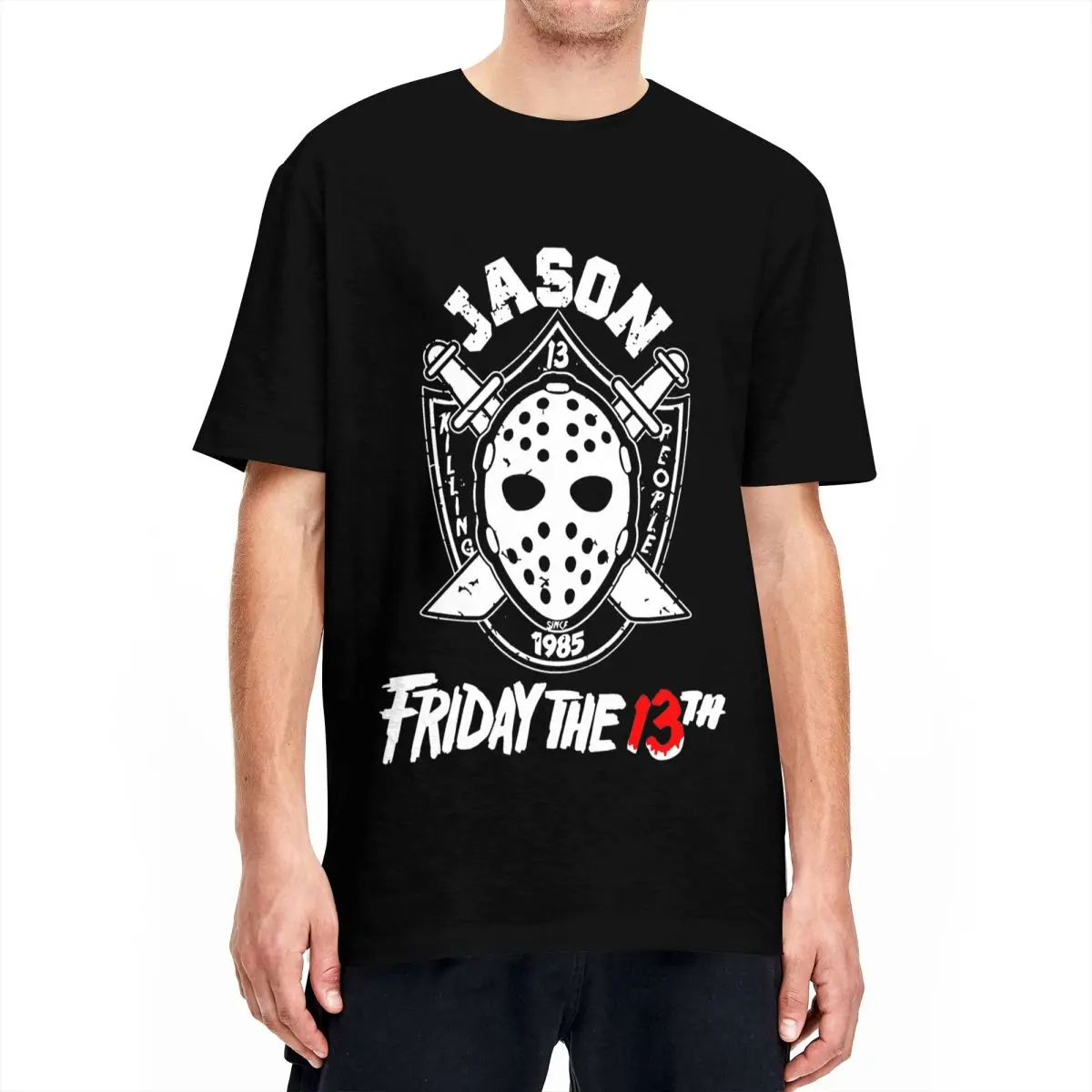 Jason Voorhees T-Shirt Men's Cotton Tops Kawaii Round Neck Short Sleeve