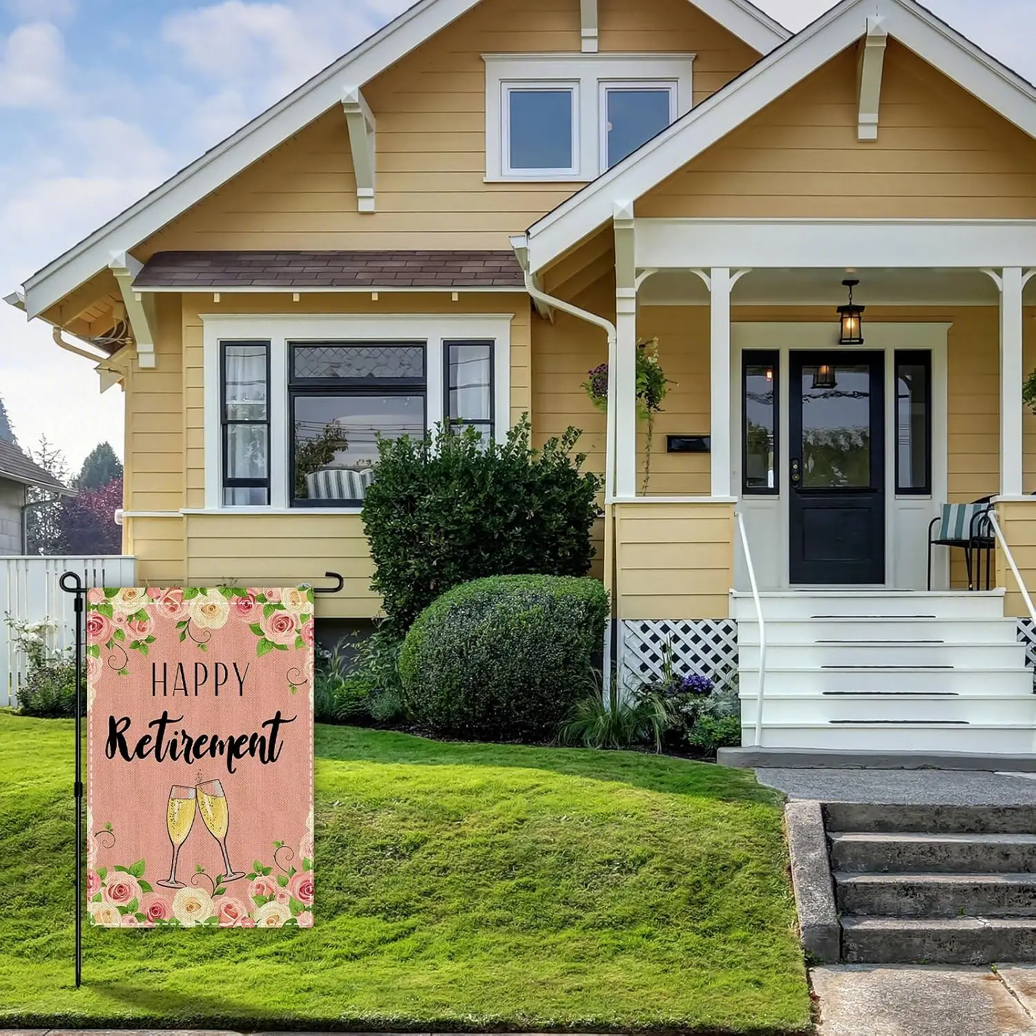 Happy Retirement Garden Flag for Women Party Door Sign Officially Retired Yard Lawn Double Sided Sign 12