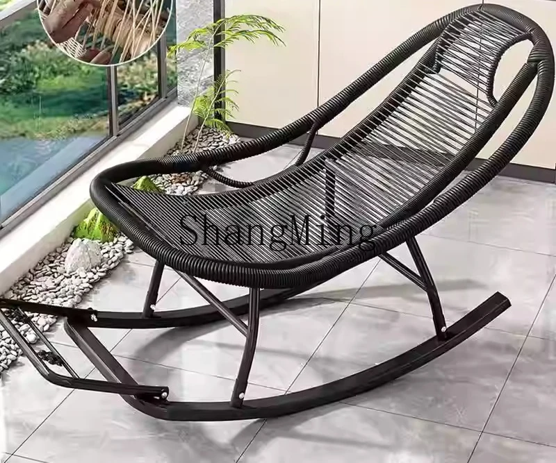 كرسي هزاز من الخيزران CL كرسي قيلولة إبداعي غير رسمي لون الفناء كرسي مجاني للشرفة الخارجية #3