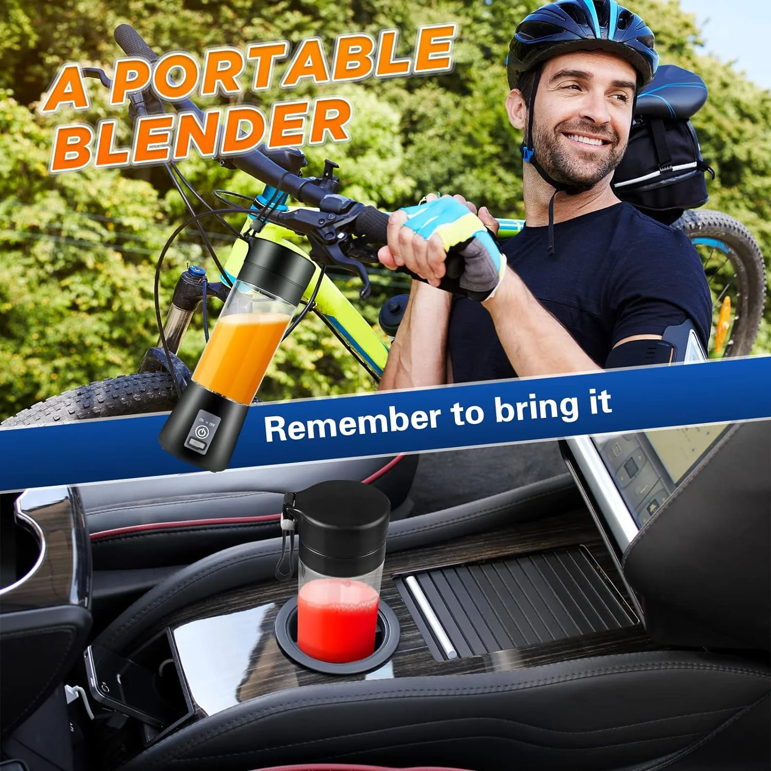 Portable USB Rechargeable Personal Blender with Strong Cutting Power for Shakes and Smoothies, 380Ml Mini Traveling Fruit Veggie