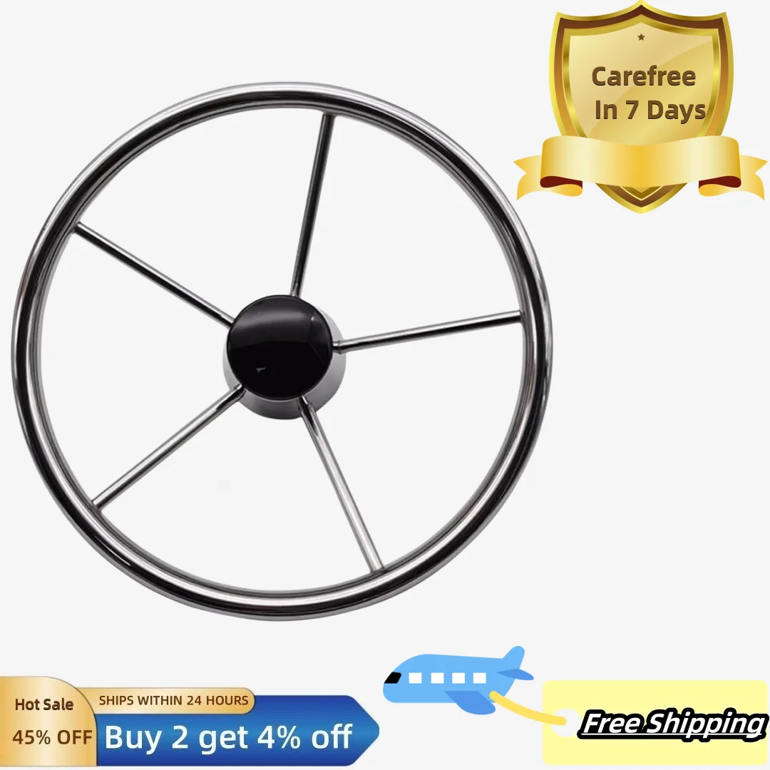 

Boat Steering Wheel Reliable Antioxidant Sturdy Structure 13.5-inch 5-Spoke Boat Steering Wheel for Yacht