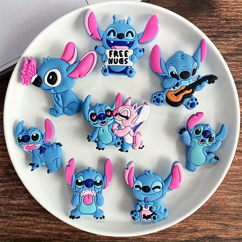 Encantos de sapato Jibbitz Stitch dos desenhos animados para CROCS Conjunto de 8 fivelas de sapato temáticas Disney Stitch removíveis para uso decorativo