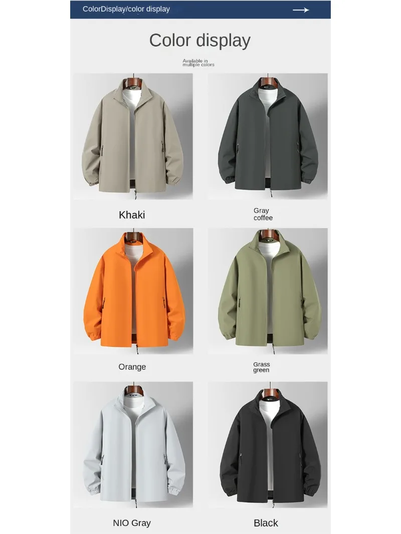 Men Outdoor Windproof Windbreaker Jacket,Waterproof Anti‑Stain Soft Skin‑Friendly,11 Colors,M‑4XL Hiking Camping Commute Top
