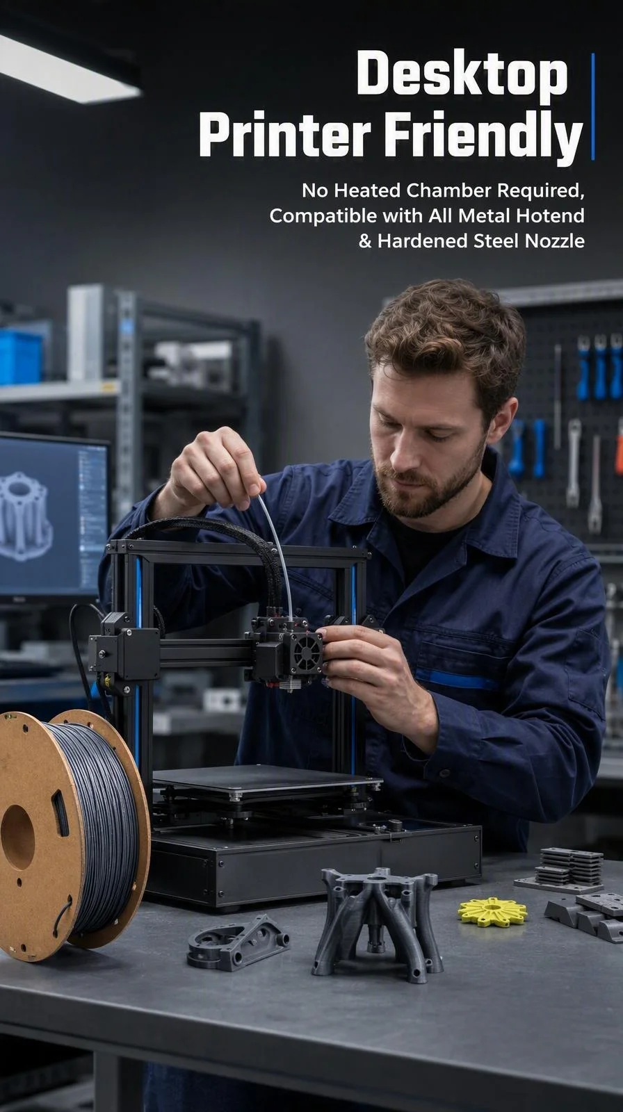1KG PPS-GF20% Glass Fiber Reinforced 3D Printer Filament 1.75mm High Temperature Heat Resistant 280°C+ FDM 3D Printing filament