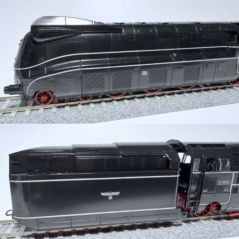 لعبة قطار HO من النوع 1/87، نسخة DC من قاطرة البخار BR01 المبسطة باللون الأسود، نموذج القطار هدية لعبة للأولاد #3